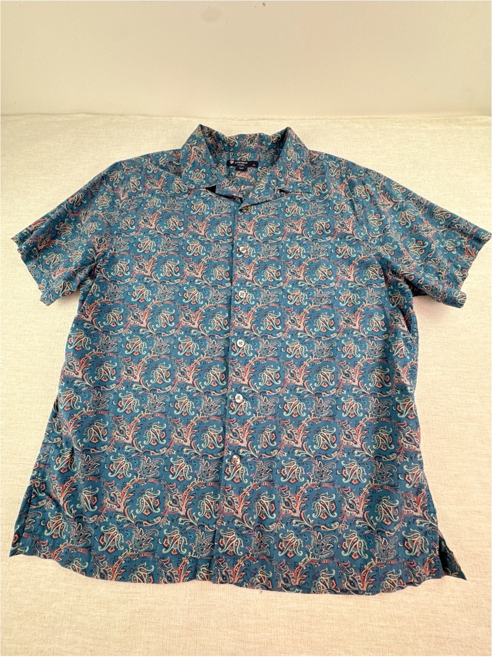 Cremieux Men's Short Sleeve floral Paisley casual Button-Up Shirt classic‎ fit
